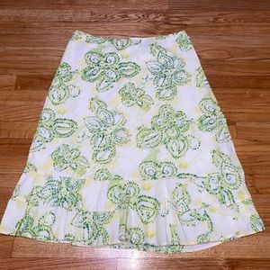 EDDIE BAUER - COTTON/SILK BLEND - WATERCOLOR FLORAL SKIRT - LINED - SPRING - 10